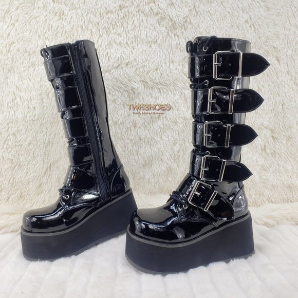 Brand New Trashville 518 Platform Goth Mens Knee Boots Patent main image 13